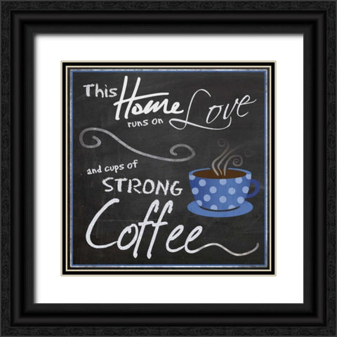 Blue Poka Cup Black Ornate Wood Framed Art Print with Double Matting by Gibbons, Lauren