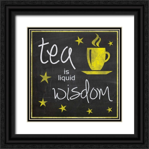 Yellow Tea Wisdom Black Ornate Wood Framed Art Print with Double Matting by Gibbons, Lauren