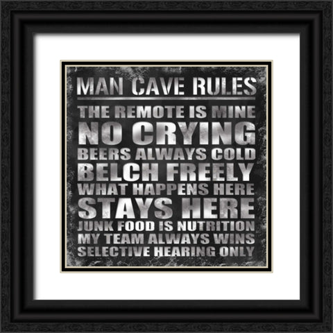 Man Cave Rules Black Ornate Wood Framed Art Print with Double Matting by Gibbons, Lauren