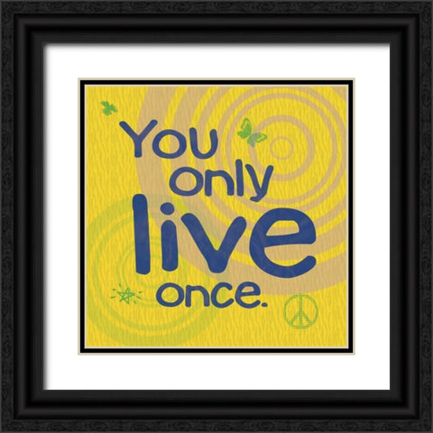 YOLO Yellow Black Ornate Wood Framed Art Print with Double Matting by Gibbons, Lauren