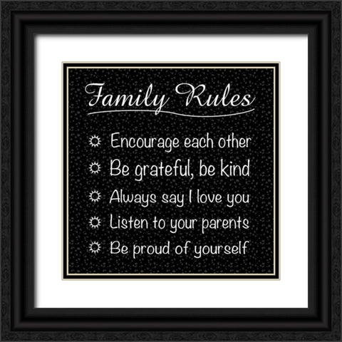 Family Rules Black Ornate Wood Framed Art Print with Double Matting by Gibbons, Lauren