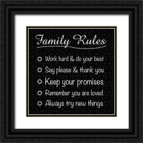 Family Rules Black Ornate Wood Framed Art Print with Double Matting by Gibbons, Lauren