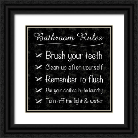 Bathroom Rules Black Ornate Wood Framed Art Print with Double Matting by Gibbons, Lauren