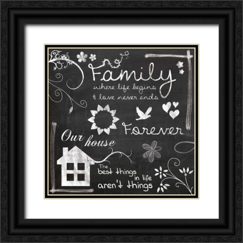 Family Chalk Black Ornate Wood Framed Art Print with Double Matting by Gibbons, Lauren