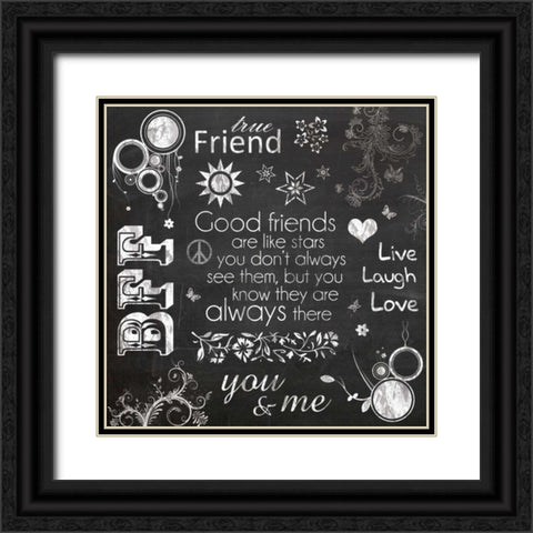 Friend Chalk Black Ornate Wood Framed Art Print with Double Matting by Gibbons, Lauren