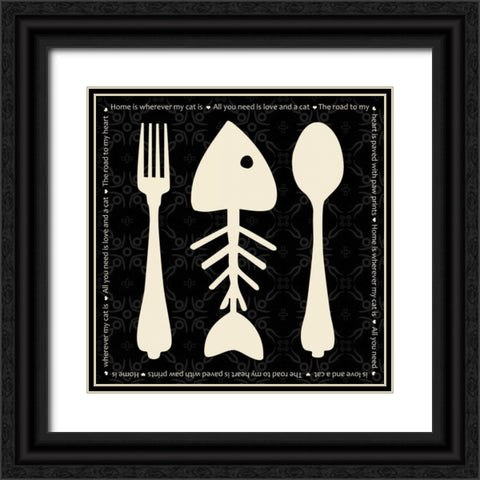 Cat Dine Black Ornate Wood Framed Art Print with Double Matting by Gibbons, Lauren