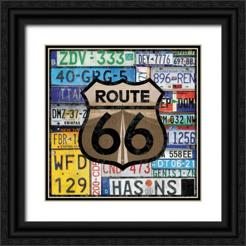 Route 66 Plates Black Ornate Wood Framed Art Print with Double Matting by Gibbons, Lauren