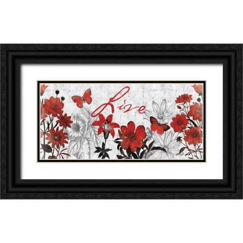 Floral Live red Black Ornate Wood Framed Art Print with Double Matting by Grey, Jace
