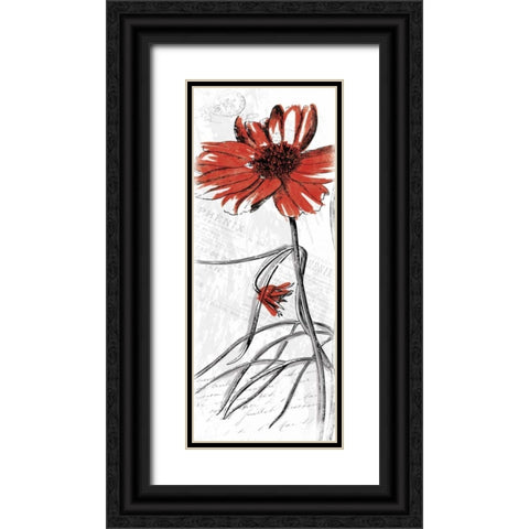 Red Flower Black Ornate Wood Framed Art Print with Double Matting by Grey, Jace