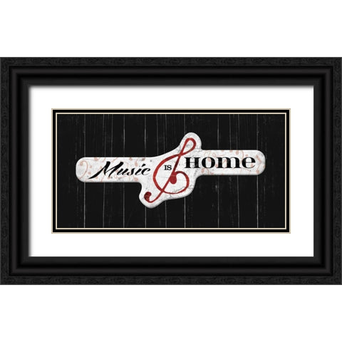 Music is home Black Ornate Wood Framed Art Print with Double Matting by Grey, Jace