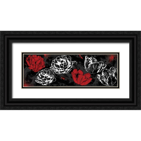 Floral sketch black Black Ornate Wood Framed Art Print with Double Matting by Grey, Jace