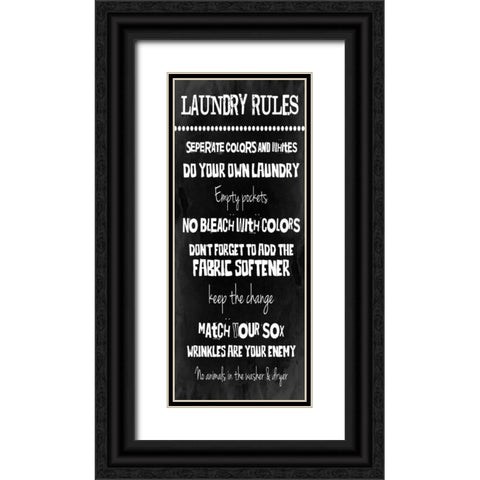 Laundry Rules Black Ornate Wood Framed Art Print with Double Matting by Grey, Jace