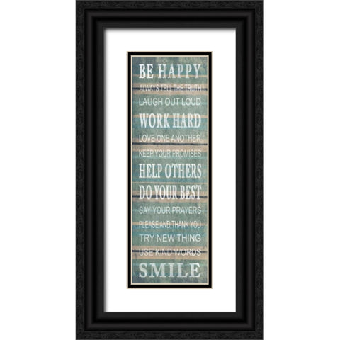 Be happy Black Ornate Wood Framed Art Print with Double Matting by Grey, Jace
