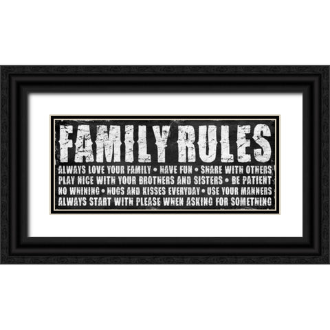 Family rules Black Ornate Wood Framed Art Print with Double Matting by Grey, Jace