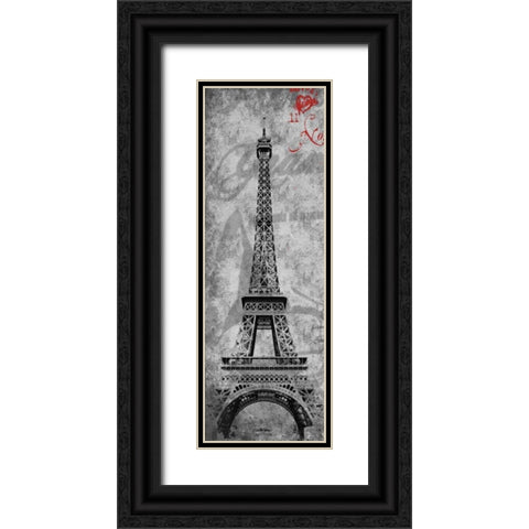 Paris Postal Black Ornate Wood Framed Art Print with Double Matting by Grey, Jace