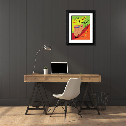 Samba Black Ornate Wood Framed Art Print with Double Matting by Grey, Jace