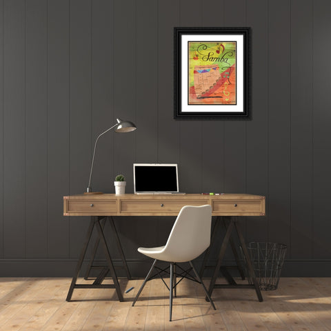 Samba III Black Ornate Wood Framed Art Print with Double Matting by Grey, Jace