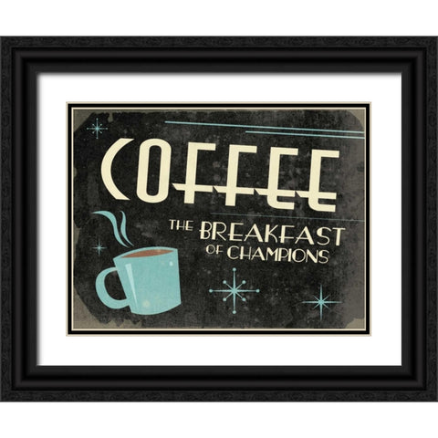 Retro Coffee B Black Ornate Wood Framed Art Print with Double Matting by Grey, Jace
