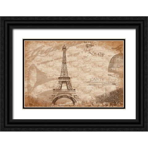 Paris F2 Black Ornate Wood Framed Art Print with Double Matting by Grey, Jace