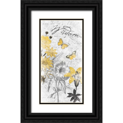 Wisdom Floral Black Ornate Wood Framed Art Print with Double Matting by Grey, Jace