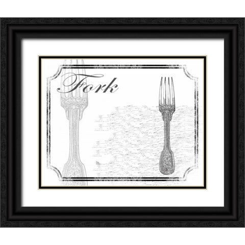 Simple Fork Black Ornate Wood Framed Art Print with Double Matting by Grey, Jace