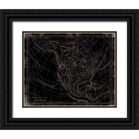 Western Map Black Ornate Wood Framed Art Print with Double Matting by Grey, Jace