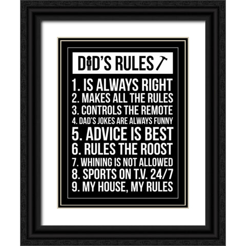 Dads Rules Invert Black Ornate Wood Framed Art Print with Double Matting by Grey, Jace
