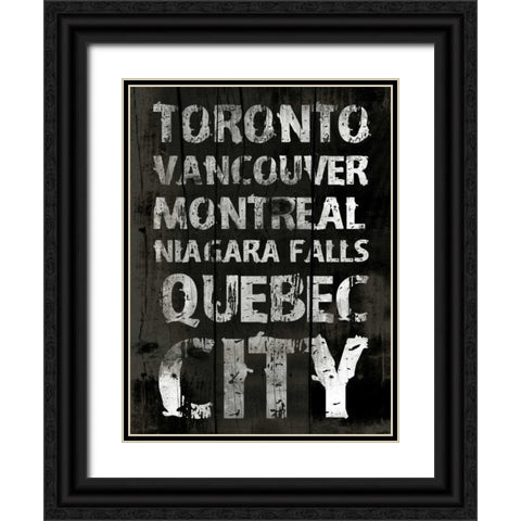 Canada Grunge Type Black Ornate Wood Framed Art Print with Double Matting by Grey, Jace