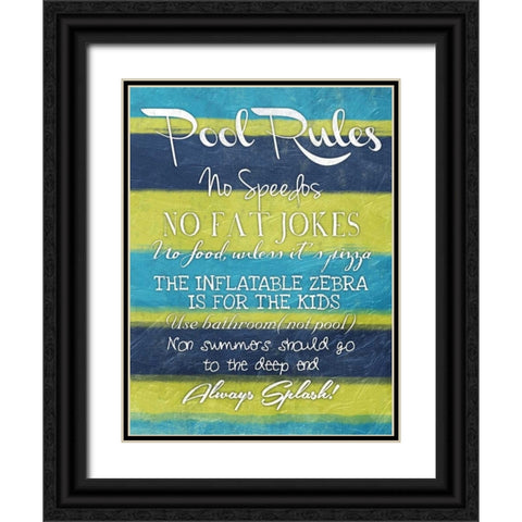 Pool Rules Black Ornate Wood Framed Art Print with Double Matting by Grey, Jace