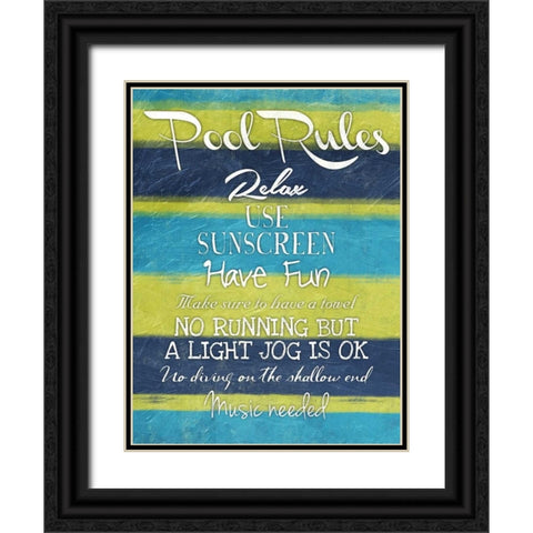 Pool Rules Mate Black Ornate Wood Framed Art Print with Double Matting by Grey, Jace