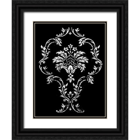 black pattern Black Ornate Wood Framed Art Print with Double Matting by Grey, Jace