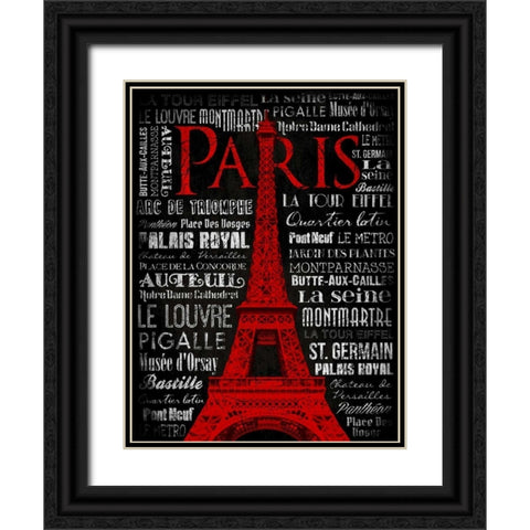 Paris Type RED Black Ornate Wood Framed Art Print with Double Matting by Grey, Jace
