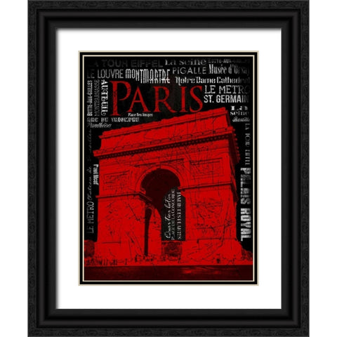 Paris Type 2 RED Black Ornate Wood Framed Art Print with Double Matting by Grey, Jace