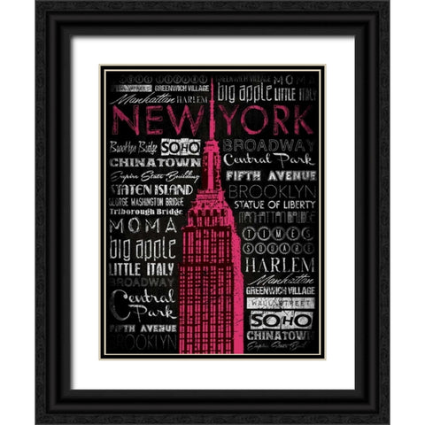 NY Type Black Ornate Wood Framed Art Print with Double Matting by Grey, Jace