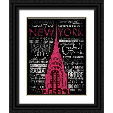 NY Type 2 Black Ornate Wood Framed Art Print with Double Matting by Grey, Jace
