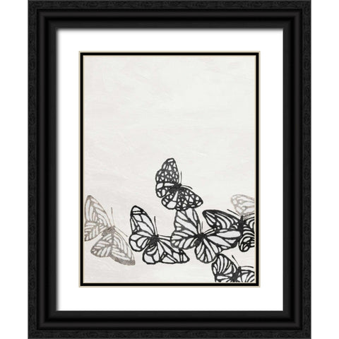Butterflies Black Ornate Wood Framed Art Print with Double Matting by Grey, Jace