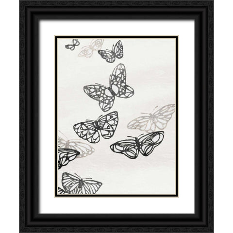 Butterflies Mate Black Ornate Wood Framed Art Print with Double Matting by Grey, Jace