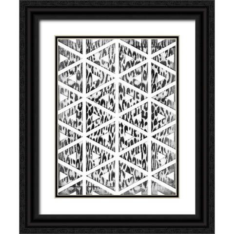 Triangular animals BW Black Ornate Wood Framed Art Print with Double Matting by Grey, Jace