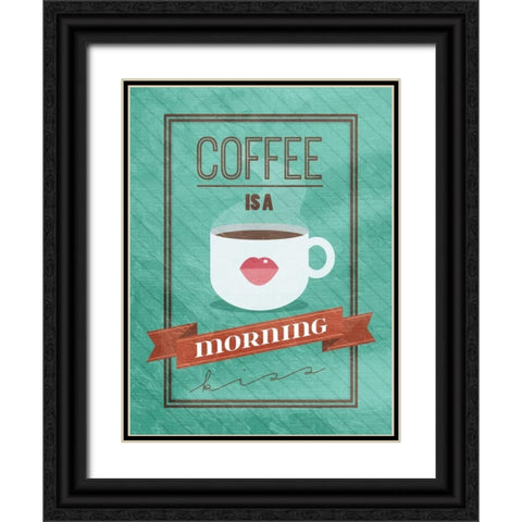 Coffee kiss Black Ornate Wood Framed Art Print with Double Matting by Grey, Jace