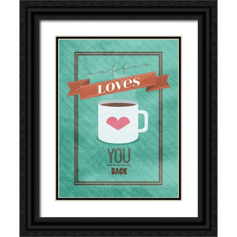 Coffee Loves Black Ornate Wood Framed Art Print with Double Matting by Grey, Jace