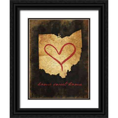 Home Sweet Home OH Black Ornate Wood Framed Art Print with Double Matting by Grey, Jace