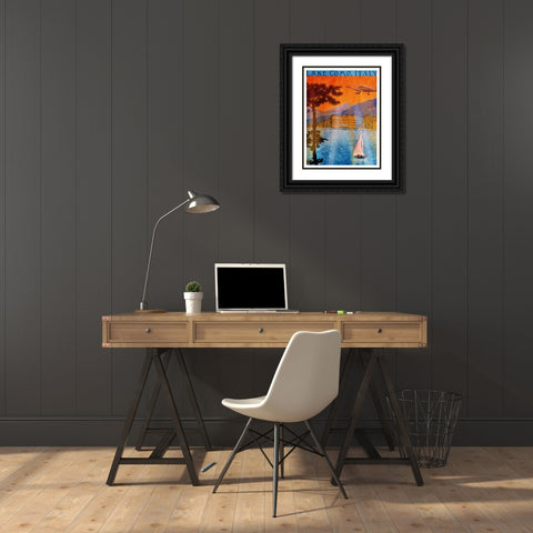Lake Como Black Ornate Wood Framed Art Print with Double Matting by Grey, Jace