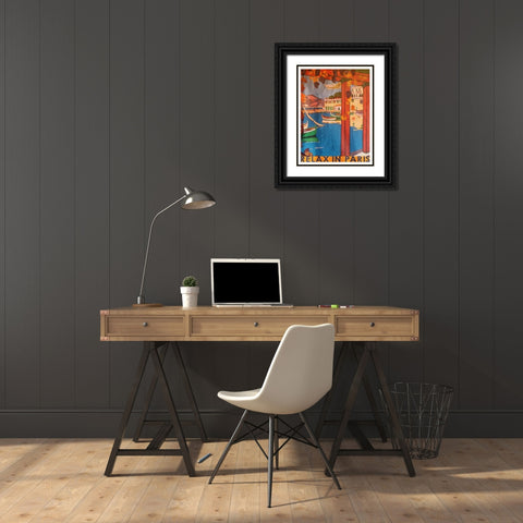 Relax In Paris Black Ornate Wood Framed Art Print with Double Matting by Grey, Jace