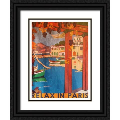 Relax In Paris Black Ornate Wood Framed Art Print with Double Matting by Grey, Jace