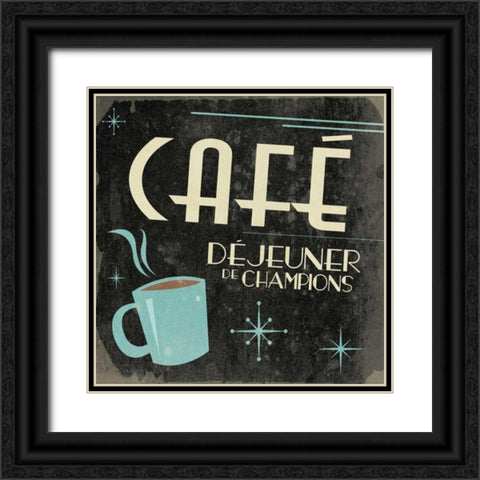 Coffee in French A2 Black Ornate Wood Framed Art Print with Double Matting by Grey, Jace