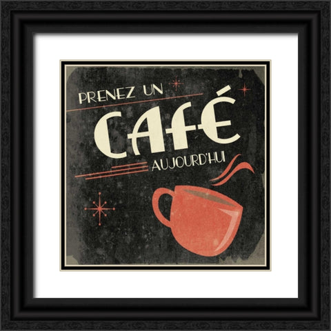Coffee in French B2 Black Ornate Wood Framed Art Print with Double Matting by Grey, Jace