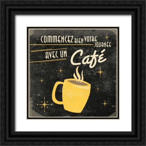 Coffee in French G2 Black Ornate Wood Framed Art Print with Double Matting by Grey, Jace