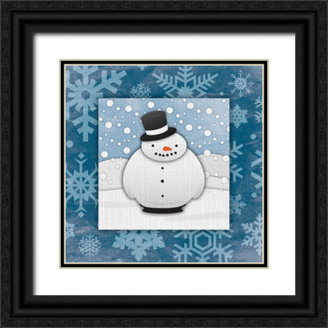 Snowman Black Ornate Wood Framed Art Print with Double Matting by Grey, Jace