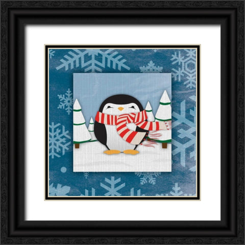 Penguin Black Ornate Wood Framed Art Print with Double Matting by Grey, Jace