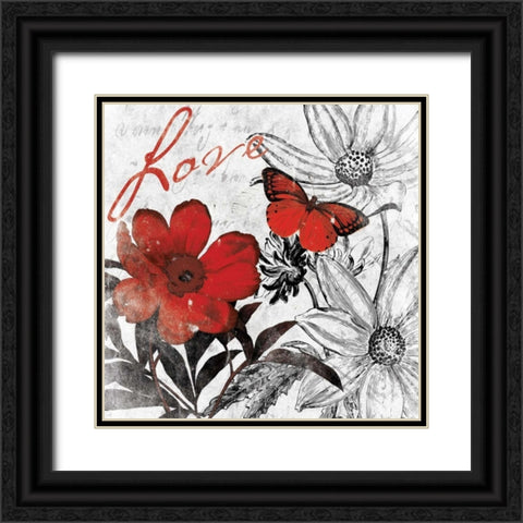 Love floral Black Ornate Wood Framed Art Print with Double Matting by Grey, Jace